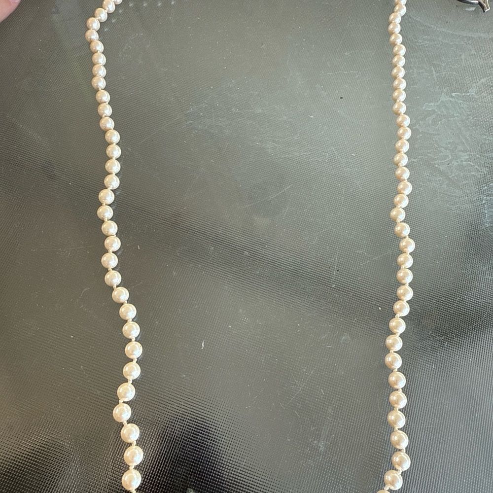 Vintage Marvella Faux Pearl Necklace | Classic Knotted Strand 24” - Picture 3 of 4